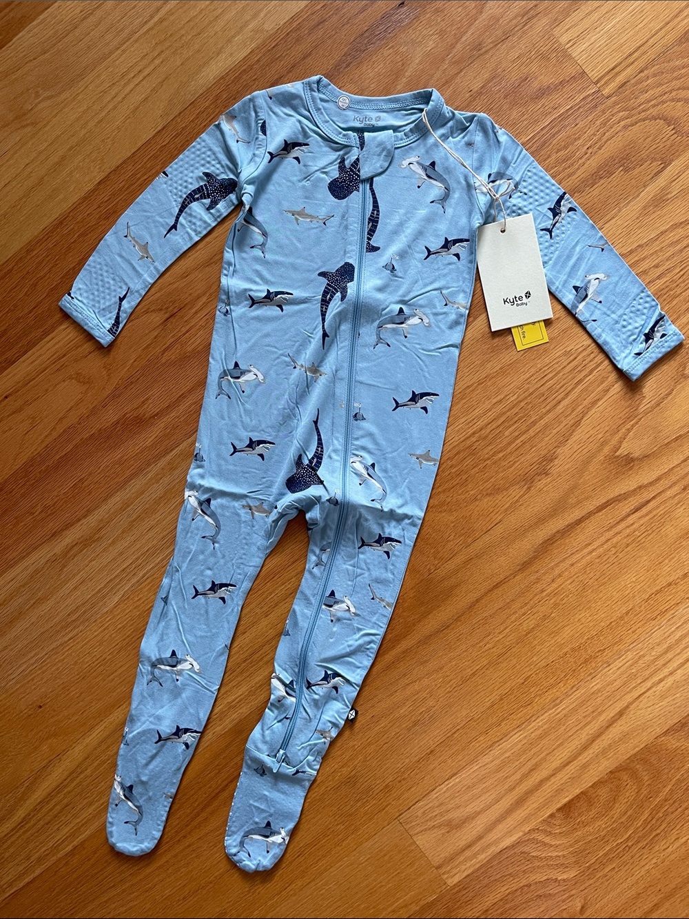 NWT Kyte BABY Zippered Footie in Stream Shark